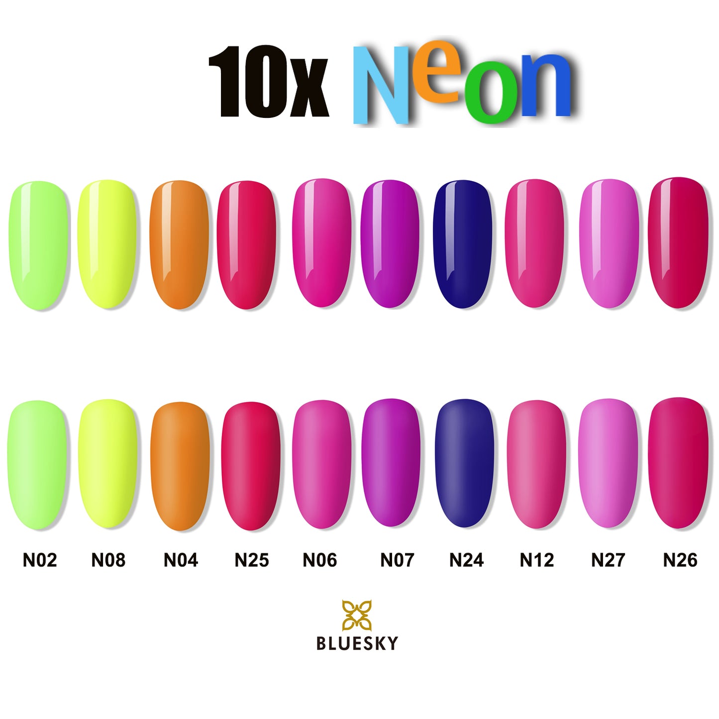 Bluesky Neon Gel Polish Set – 10 Colors