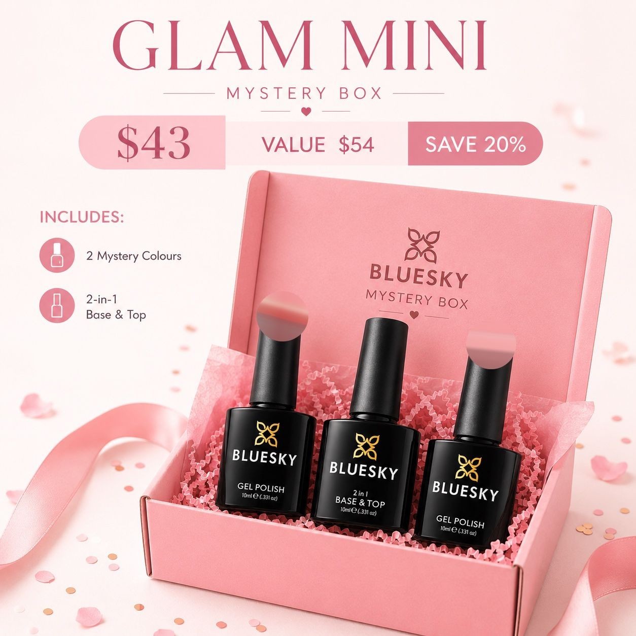 Bluesky | Glam Mini Kit 3 Bottles | Mystery Box | 10ml Gel Polish