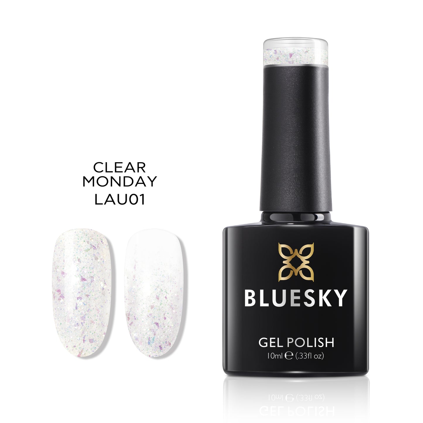 Bluesky Aurora Flake Gel – Clear Monday | 10ml | Requires Lamp to Cure