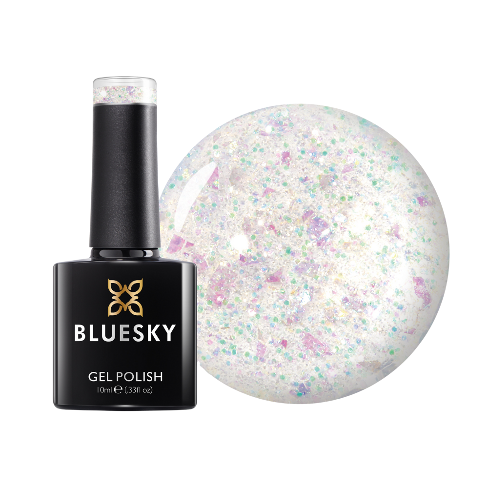 Bluesky Aurora Flake Gel – Clear Monday | 10ml | Requires Lamp to Cure