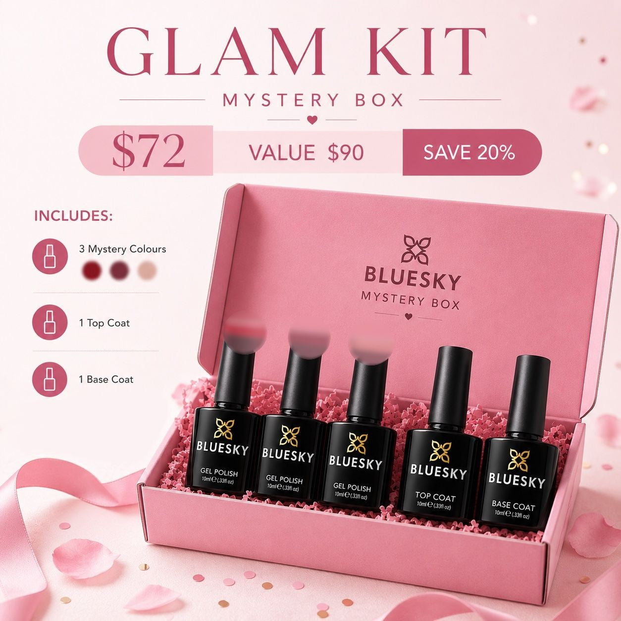 Bluesky | Glam Kit 5 Bottles | Mystery Box | 10ml Gel Polish